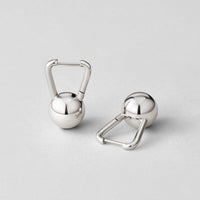 Silver Dumbbell Hoop Earrings - Beautiful Earth Boutique