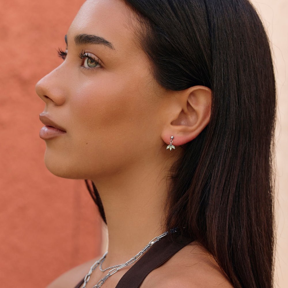 Silver Marquise Petal Drop Earrings - Beautiful Earth Boutique