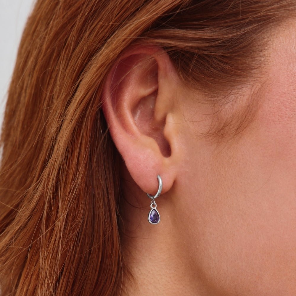 Silver Purple Teardrop Earrings - Beautiful Earth Boutique