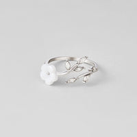 Silver White Blossom Flower Ring - Beautiful Earth Boutique
