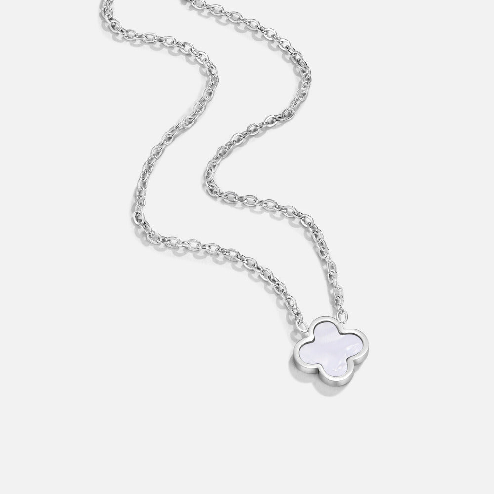 Silver White Clover Necklace - Beautiful Earth Boutique