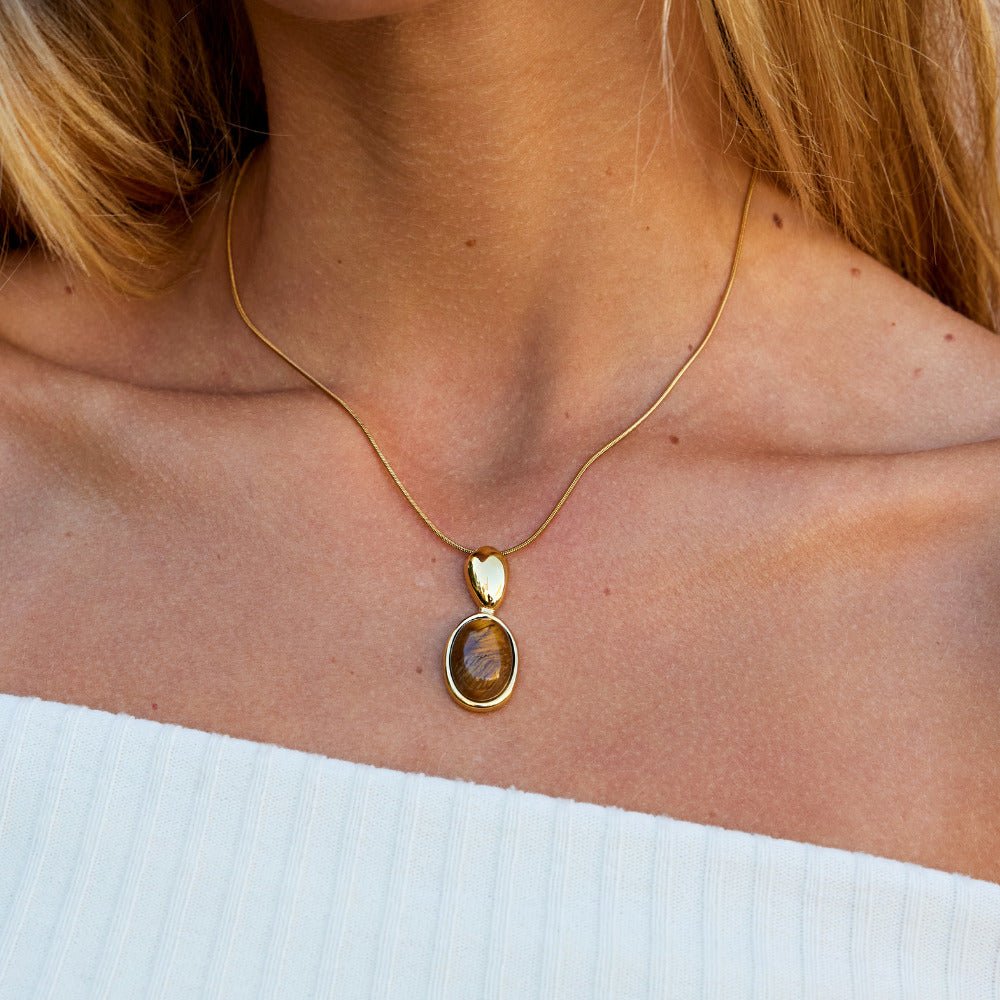 Tiger Eye Stone Long Necklace - Beautiful Earth Boutique