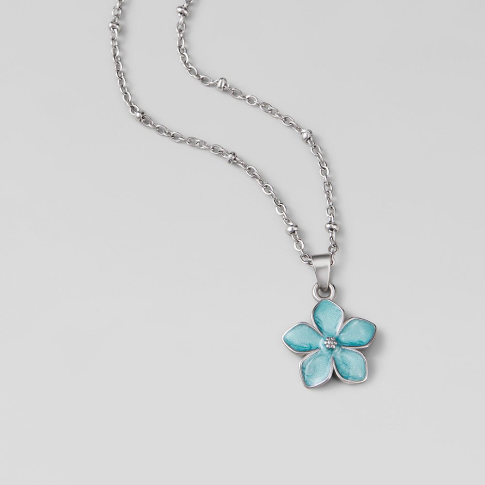 Turquoise Sakura Bloom Silver Necklace - Beautiful Earth Boutique