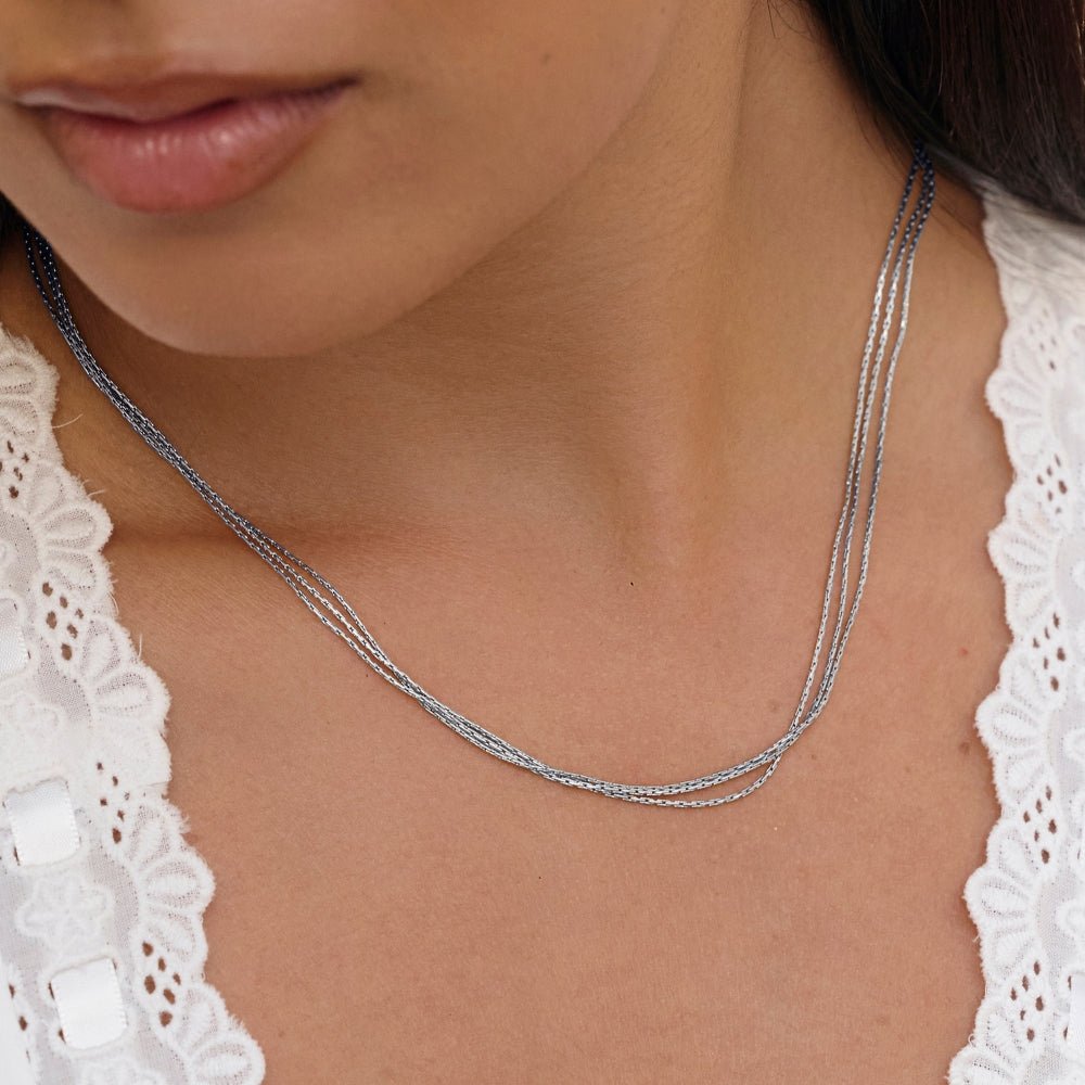 Vina Silver Multi Layered Chain Necklace - Beautiful Earth Boutique