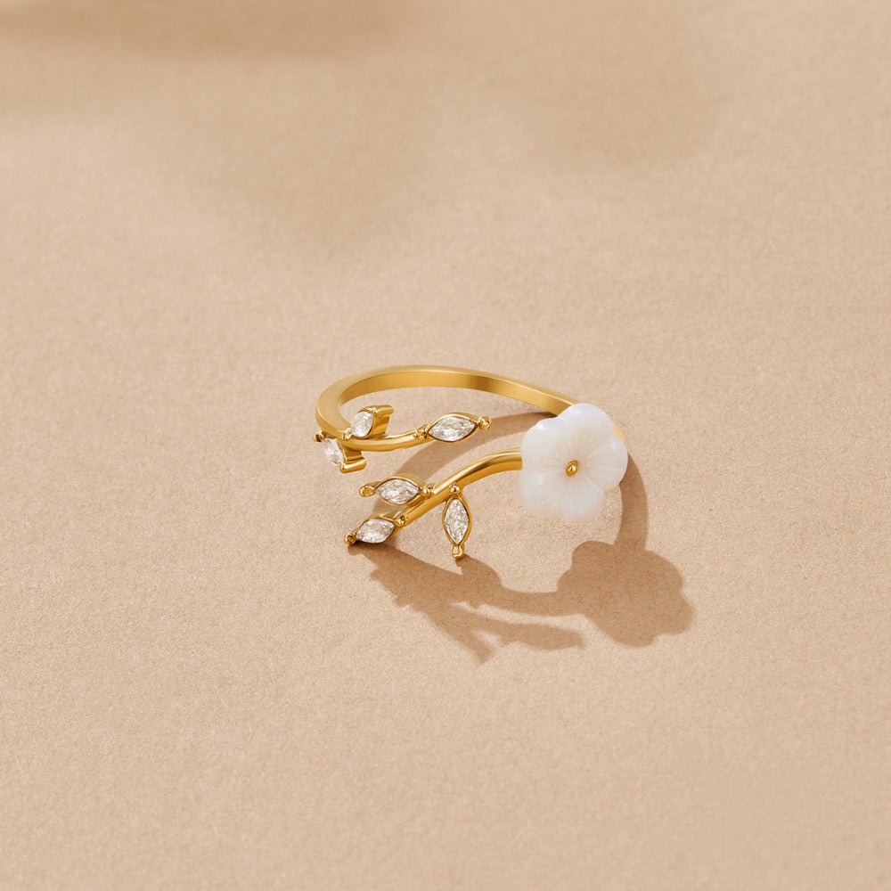 White Blossom Flower Ring - Beautiful Earth Boutique